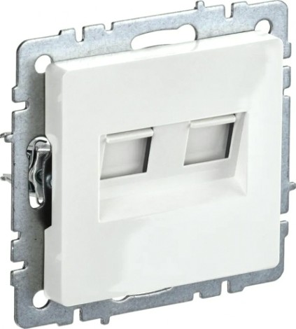 Розетка компьютерная IEK BRITE РК10-2-БрБ двойная RJ45 кат.5E белая [BR-K20-1-K01]