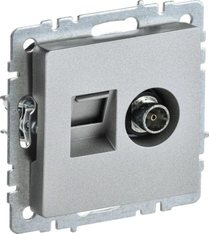 Розетка компьютерная+телевизионная IEK Brite РТВ/РК12-БрА RJ45 кат.5E [BR-AK20-1-K47]