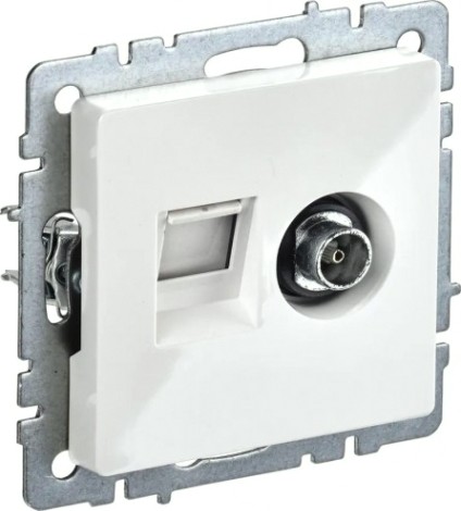 Розетка компьютерная+телевизионная IEK Brite РТВ/РК12-БрБ RJ45 кат.5E [BR-AK20-1-K01]