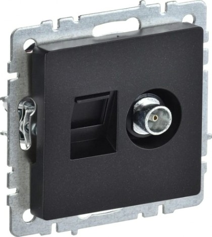 Розетка компьютерная+телевизионная IEK Brite РТВ/РК12-БрЧ RJ45 кат.5E черная [BR-AK20-1-K02]