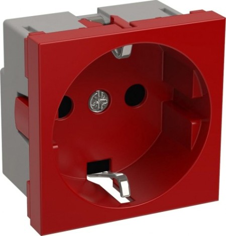 Розетка разборная IEK Праймер РКС-20-32 1-м 2мод. 45х45 с заземл. красн. [CKK-40D-RSZK2-K04-K]