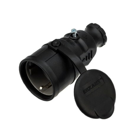 Розетка REXANT 111-004 переносная влагозащищенная с крышкой, с/з, 16A, IP
