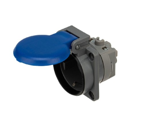 Розетка REXANT 111-008 влагозащищенная с крышкой (панельная), с/з, с/у, 1