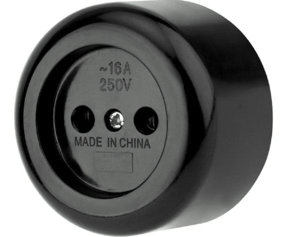 Розетка штепсельная REXANT 11-8980 карболитовая открытой установки б/з 16А, черная