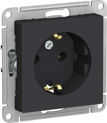 Розетка Systeme Electric AtlasDesign 1-м 16а ip20 с заземл., карбон ATN001043 [ATN001043]
