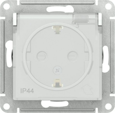 Розетка Systeme Electric AtlasDesign Aqua 1-м 16а с заземл. защ. шторки с крышкой, белая [ATN440146]