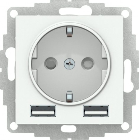 Розетка Systeme Electric AtlasDesign ATN000130 3-м 16а ip20 с 2-мя заряд. ус-ми usb [ATN000130]