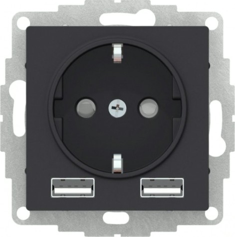 Розетка Systeme Electric AtlasDesign ATN001030 3-м 16а ip20 с 2-мя заряд. ус-ми usb [ATN001030]