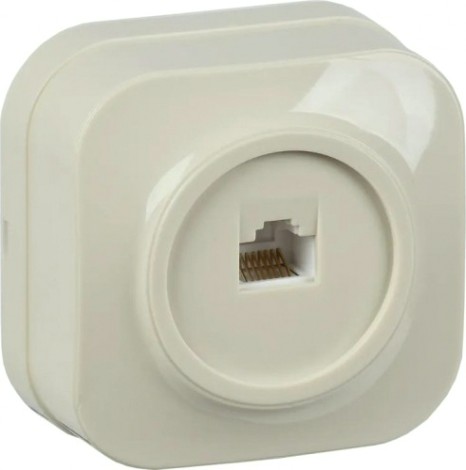 Розетка телефонная IEK Glory РТ20 1-м оп крем. [ETH10-K33]