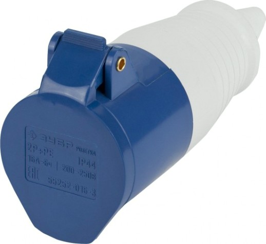 Розетка ЗУБР Мастер переносная, 16a, 250b, 6ч. [55252-016-3]