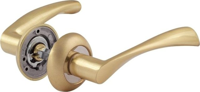 Ручка дверная НОРА-М 100 А AL комплект "Матовое золото" [15300]