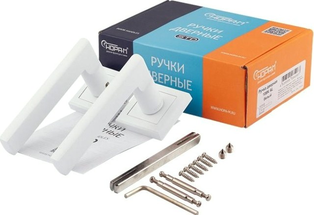 Ручка дверная НОРА-М 108 K Al комплект "Белый" [17239]