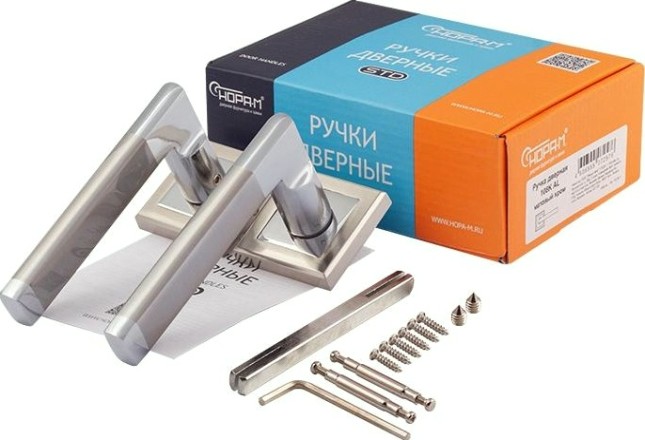 Ручка дверная НОРА-М 108 K Al комплект "Матовый никель" [15916]