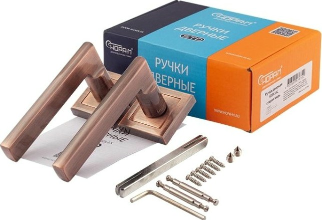 Ручка дверная НОРА-М 108 K Al комплект "Старая медь" [16109]