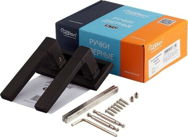 Ручка дверная НОРА-М 109 К Al комплект "Черный" [17240]