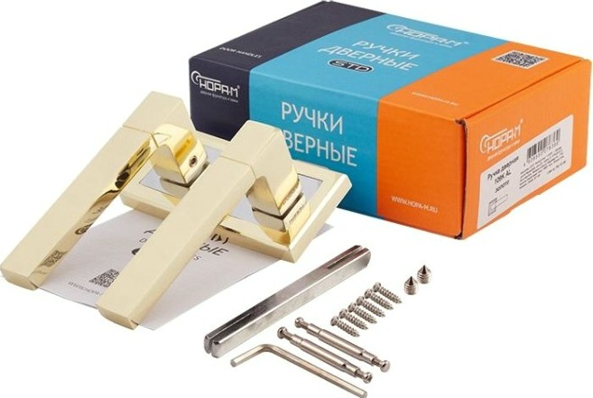 Ручка дверная НОРА-М 109 К Al комплект "Золото" [16131]