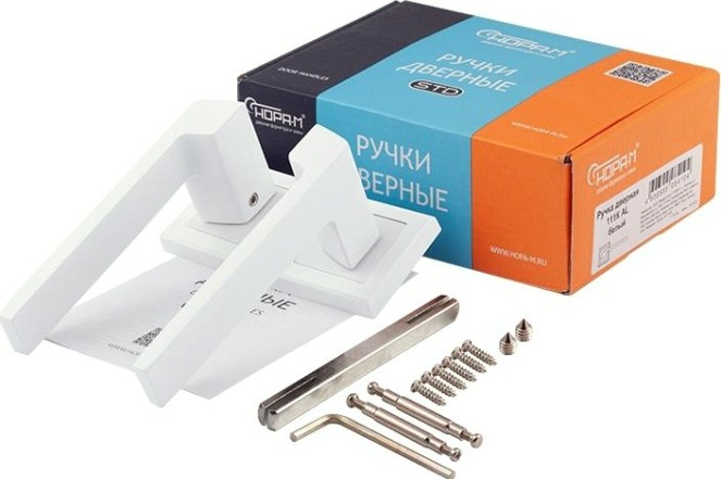 Ручка дверная НОРА-М 111 K Al комплект "Белый" [17242]