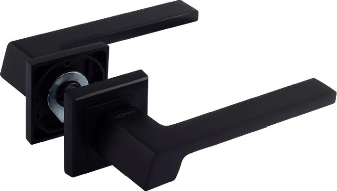 Ручка дверная НОРА-М 111 K Al комплект "Черный" [17224]