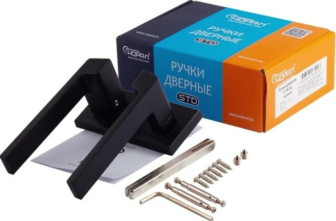 Ручка дверная НОРА-М 111 K Al комплект "Черный" [17224]