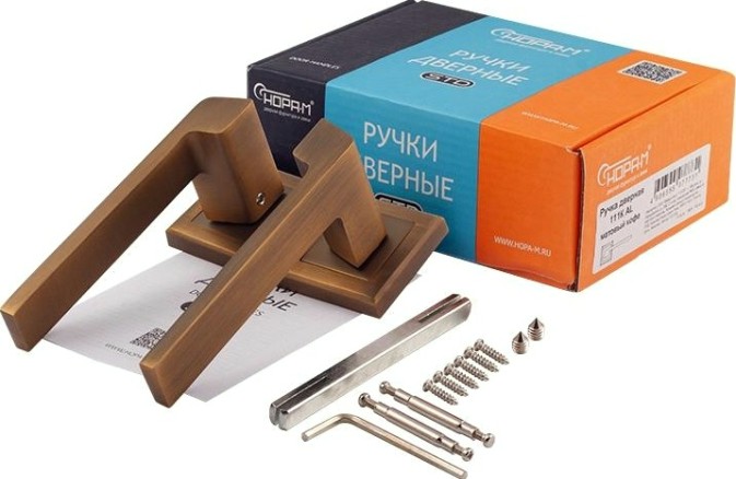 Ручка дверная НОРА-М 111 K Al комплект "Матовый кофе" [16259]