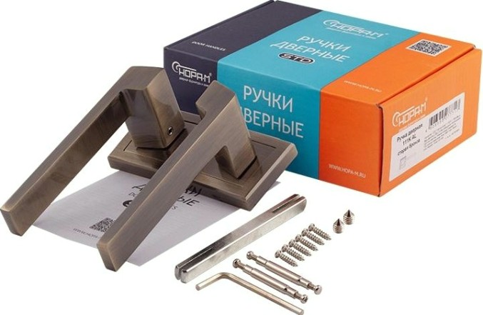 Ручка дверная НОРА-М 111 K Al комплект "Старая бронза" [16258]