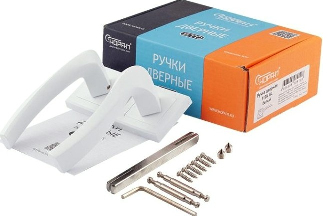 Ручка дверная НОРА-М 112 К AL комплект "Белый" [17244]