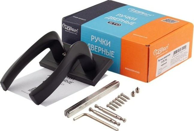 Ручка дверная НОРА-М 112 К AL комплект "Черный" [17243]