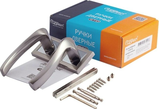 Ручка дверная НОРА-М 112 К AL комплект "Матовый никель" [16586]