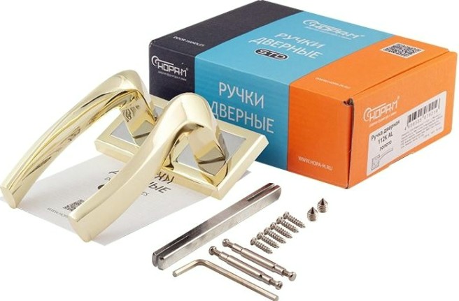 Ручка дверная НОРА-М 112 К AL комплект "Золото" [16583]