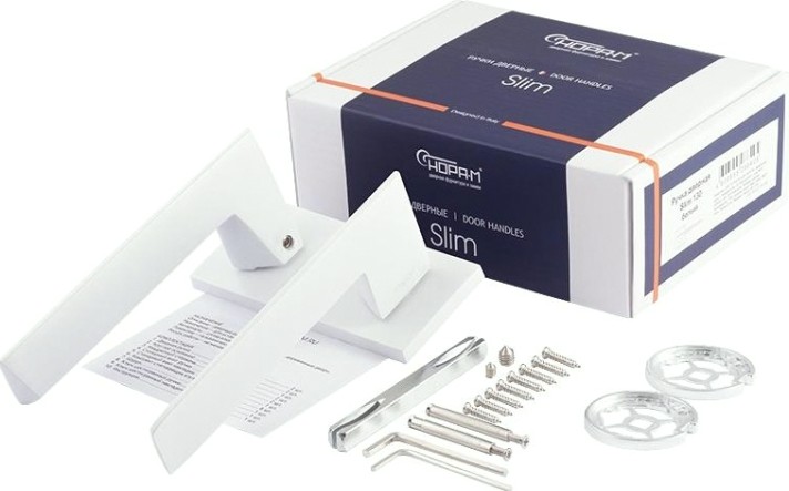 Ручка дверная НОРА-М 130K Slim "Белая" [18617]