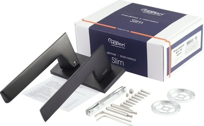 Ручка дверная НОРА-М 130K Slim "Черная" [18616]