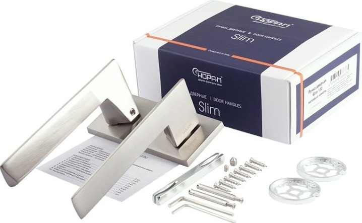 Ручка дверная НОРА-М 130K Slim "Матовый никель" [18614]