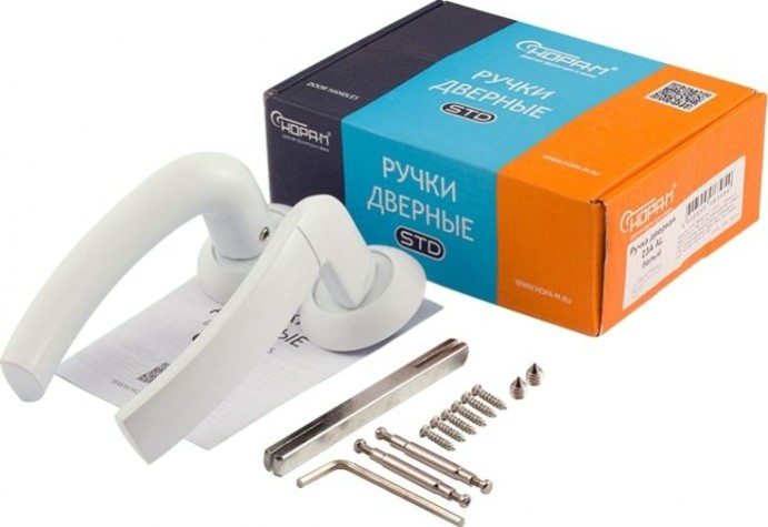 Ручка дверная НОРА-М 23 А Al комплект "Белый" [17230]