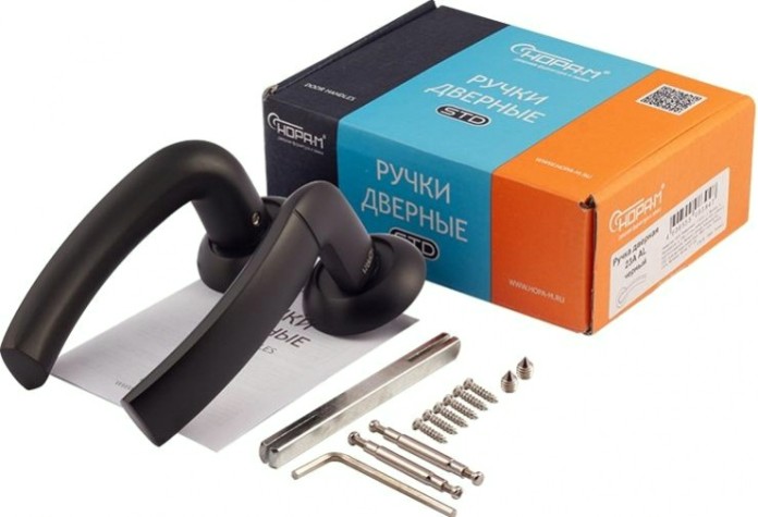 Ручка дверная НОРА-М 23 А Al комплект "Черный" [17229]