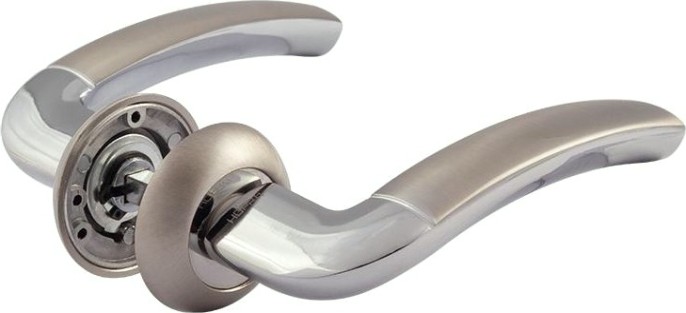 Ручка дверная НОРА-М 23 А Al комплект "Матовый никель/хром" [16049]