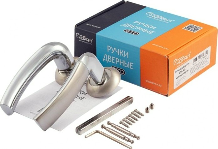 Ручка дверная НОРА-М 23 А Al комплект "Матовый никель/хром" [16049]