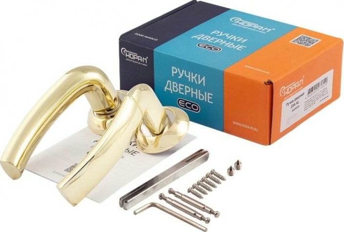 Ручка дверная НОРА-М 23 А Al комплект "Золото" [16048]