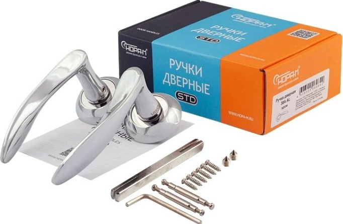 Ручка дверная НОРА-М 38 А AL комплект "Хром" [15287]