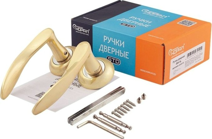Ручка дверная НОРА-М 38 А AL комплект "Матовое золото" [15391]