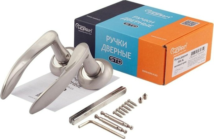 Ручка дверная НОРА-М 38 А AL комплект "Матовый никель" [15288]