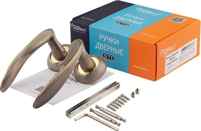 Ручка дверная НОРА-М 38 А AL комплект "Старая бронза" [15289]