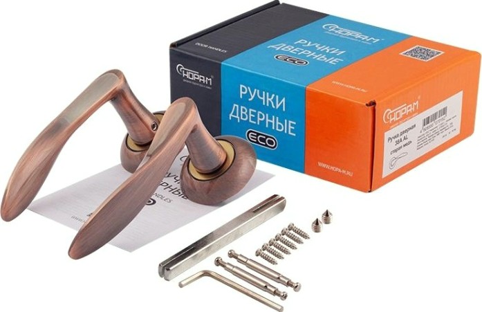 Ручка дверная НОРА-М 38 А AL комплект "Старая медь" [15305]