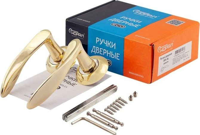 Ручка дверная НОРА-М 38 А AL комплект "Золото" [15911]