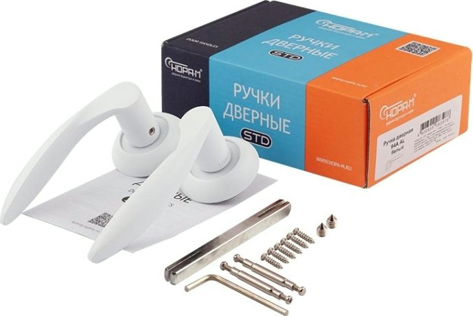 Ручка дверная НОРА-М 94 А AL комплект "Белый" [17232]
