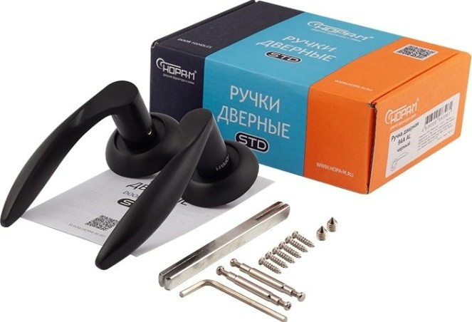 Ручка дверная НОРА-М 94 А AL комплект "Черный" [17231]