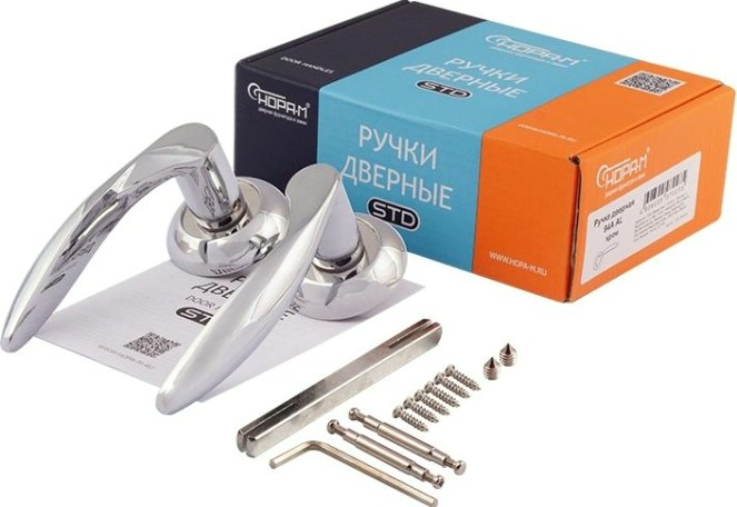 Ручка дверная НОРА-М 94 А AL комплект "Хром" [15427]