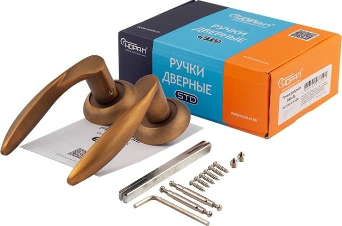 Ручка дверная НОРА-М 94 А AL комплект "Матовый кофе" [16119]