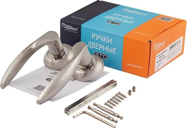 Ручка дверная НОРА-М 94 А AL комплект "Матовый никель" [15292]