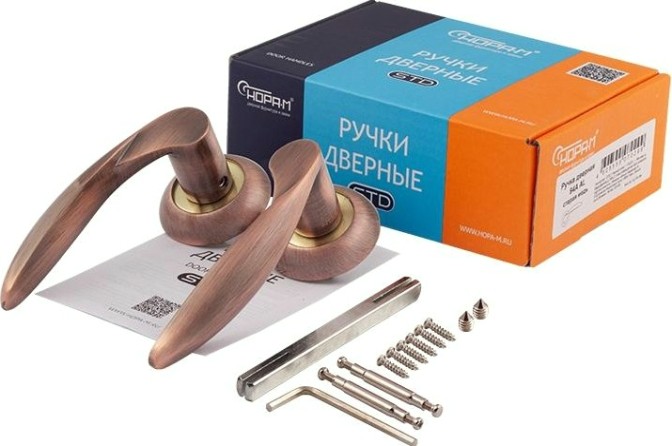 Ручка дверная НОРА-М 94 А AL комплект "Старая медь" [15428]