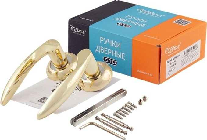 Ручка дверная НОРА-М 94 А AL комплект "Золото" [15912]